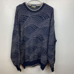 Iago sweater Mens XL black coogi-style 3d knit wool blend made in Italy VTG